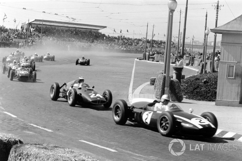 Jack Brabham, Cooper T53-Climax, Dan Gurney, BRM P48, John Surtees, Lotus 18-Climax ve Stirling Moss