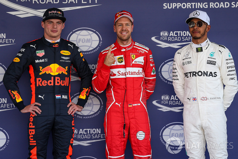 Pole, Sebastian Vettel, Ferrari, Max Verstappen, Red Bull Racing, Lewis Hamilton, Mercedes AMG F1
