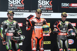 Pole: Chaz Davies, Aruba.it Racing-Ducati SBK Team, 2. Tom Sykes, Kawasaki Racing, 3. Jonathan Rea, Kawasaki Racing