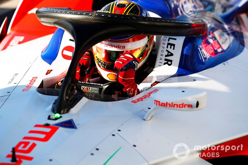 Jérôme d'Ambrosio, Mahindra Racing, M5 Electro, celebrates after winning the race