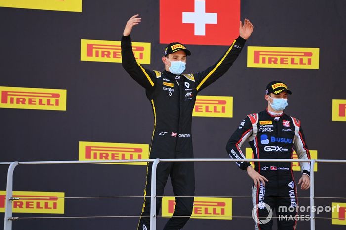 Podio: ganador Christian Lundgaard, ART Grand Prix, segundo lugar Louis Deletraz, Charouz Racing System