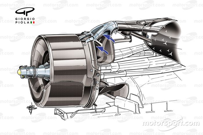 Detalles de los conductos de freno traseros del Mercedes AMG F1 W11