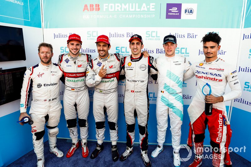 Sam Bird, Envision Virgin Racing,Daniel Abt, Audi Sport ABT Schaeffler, Sébastien Buemi, Nissan e.Dams, Stoffel Vandoorne, HWA Racelab, Pascal Wehrlein, Mahindra Racing, after Lucas di Grassi, Audi Sport ABT Schaeffler takes pole position in super pole 