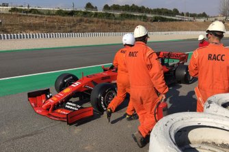 Sebastian Vettel, Ferrari SF90 stops on the side of the track