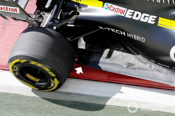 Detalle del fondo plano del coche de Esteban Ocon, Renault F1 Team R.S.20