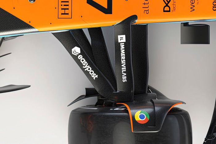 McLaren MCL60, detalle suspensión delantera