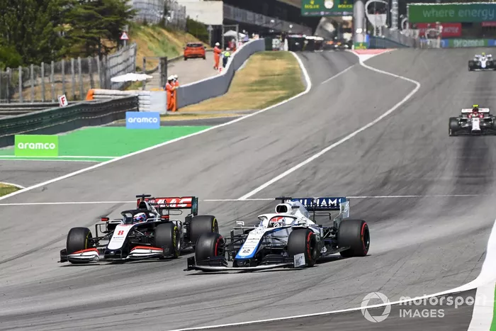 Romain Grosjean, Haas VF-20, George Russell, Williams FW43