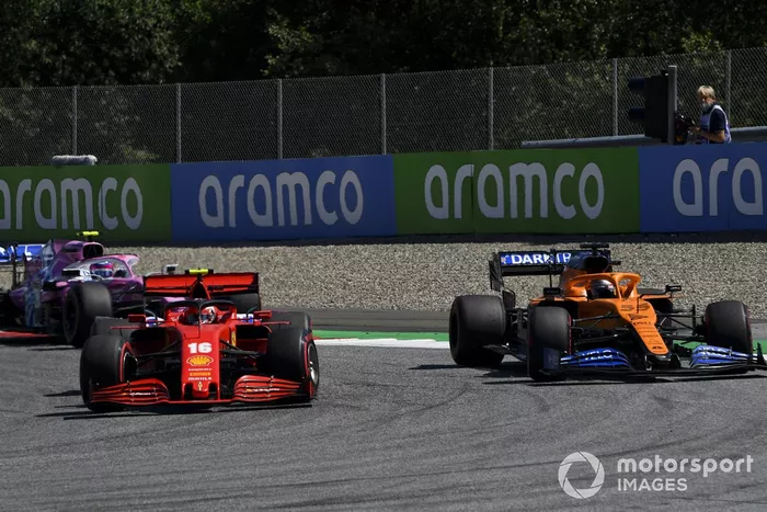 Charles Leclerc, Ferrari SF1000, Carlos Sainz Jr., McLaren MCL35, Lance Stroll, Racing Point RP20