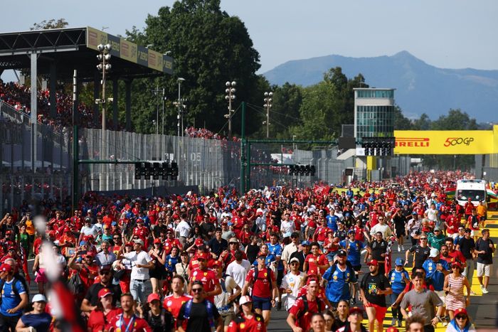 Fans flood the track after the race during the F1 Grand Prix of Italy.