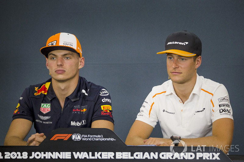 Max Verstappen, Red Bull Racing and Stoffel Vandoorne, McLaren in press conference