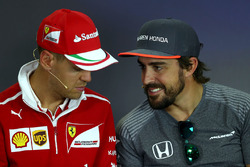 Sebastian Vettel, Ferrari and Fernando Alonso, McLaren in the Press Conference
