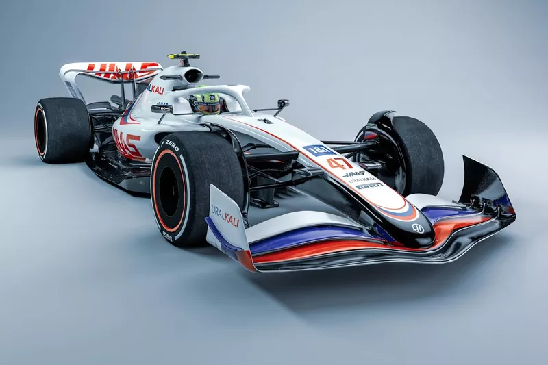 La livrée 2021 de la Haas sur la Formule 1 de 2022
