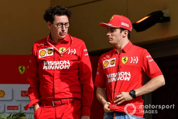 Mattia Binotto Director Ferrari,  con Charles Leclerc, Ferrari