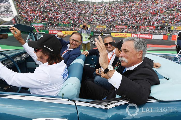 Emerson Fittipaldi, Alejandro Soberon,  Chase Carey,