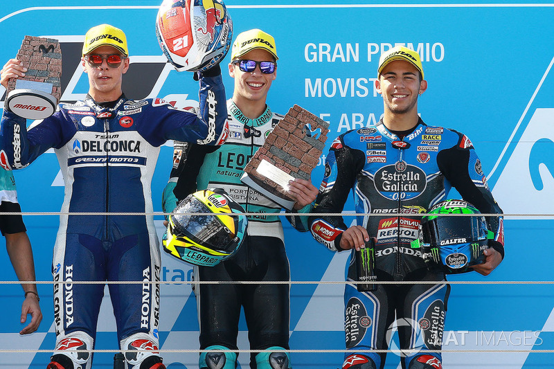Podi: Joan Mir, Leopard Racing, Fabio Di Giannantonio, Del Conca Gresini Racing Moto3, Enea Bastianini, Estrella Galicia 0,0