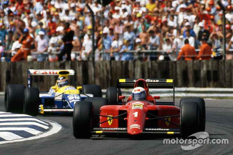 Alain Prost, Ferrari devant Thierry Boutsen, Williams