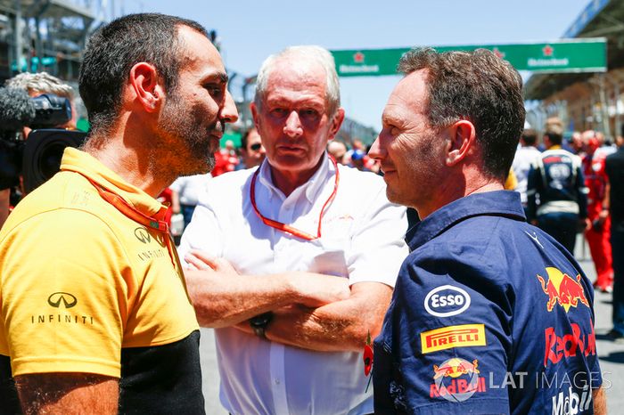 Cyril Abiteboul, Helmut Markko, Consultant y Christian Horner