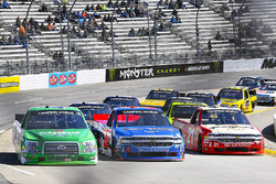 Ben Rhodes, ThorSport Racing, Ford F-150, Stewart Friesen, Halmar Friesen Racing, Chevrolet Silverado We Build America and Johnny Sauter, GMS Racing, Chevrolet Silverado Allegiant Airlines