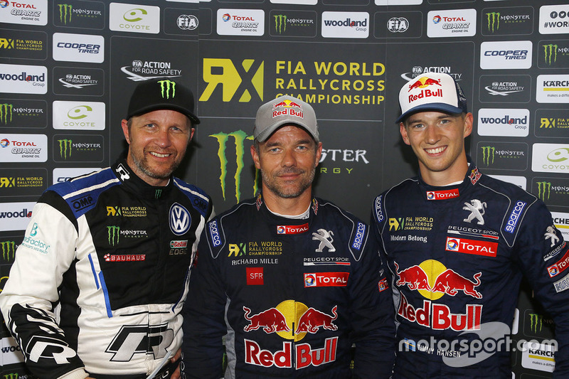 Yarış galibi Sébastien Loeb, Team Peugeot Total, 2. Petter Solberg, PSRX Volkswagen Sweden, 3. Timmy Hansen, Team Peugeot Total