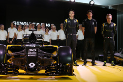 (L to R): Jolyon Palmer, Renault Sport F1 Team; Esteban Ocon, Renault Sport F1 Team test driver; and Kevin Magnussen, Renault Sport F1 Team