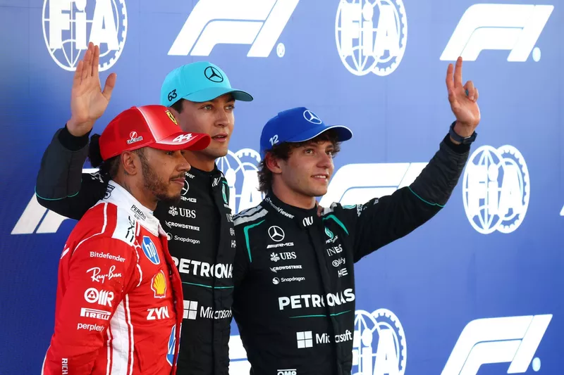 Lewis Hamilton, Ferrari, George Russell, Mercedes, Andrea Kimi Antonelli, Mercedes