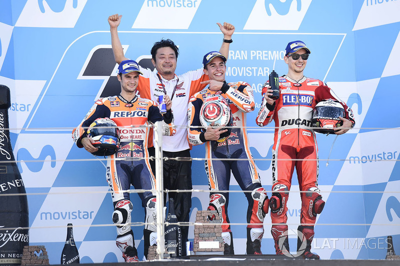 Podium: Race winner Marc Marquez, Repsol Honda Team, second place Dani Pedrosa, Repsol Honda Team, t