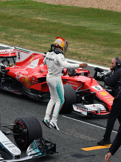 Pole sitter Lewis Hamilton, Mercedes-Benz F1 W08 celebrates in parc ferme