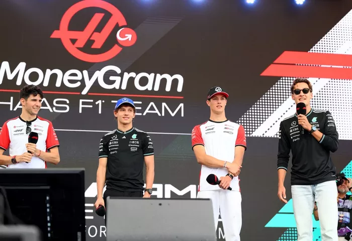 George Russell, Mercedes, Esteban Ocon, Haas F1 Team, Oliver Bearman, Haas F1 Team, Andrea Kimi Antonelli, Mercedes