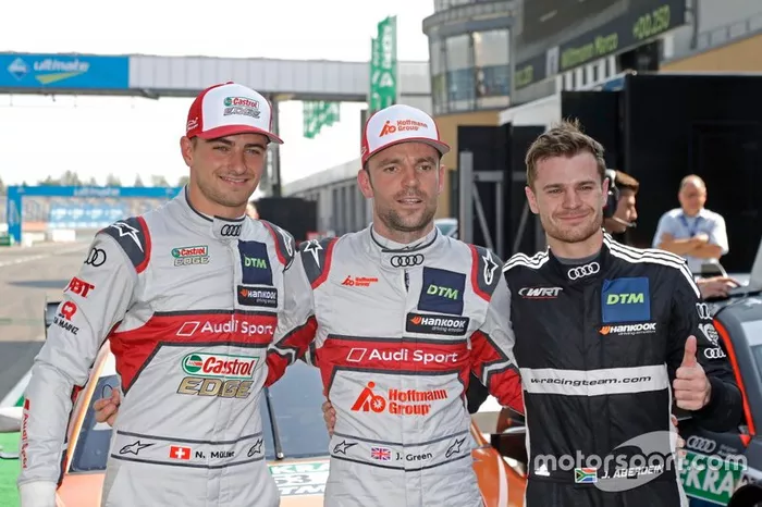Top 3 Qualifiche, il Poleman Jamie Green, Audi Sport Team Rosberg, Nico Müller, Audi Sport Team Abt Sportsline, Jonathan Aberdein, Audi Sport Team WRT