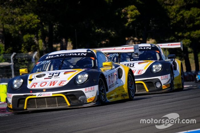 #99 ROWE Racing Porsche 911 GT3 R: Dirk Werner, Matt Campbell, Dennis Olsen, #98 ROWE Racing Porsche 911 GT3 R: Mathieu Jaminet, Romain Dumas, Sven Müller