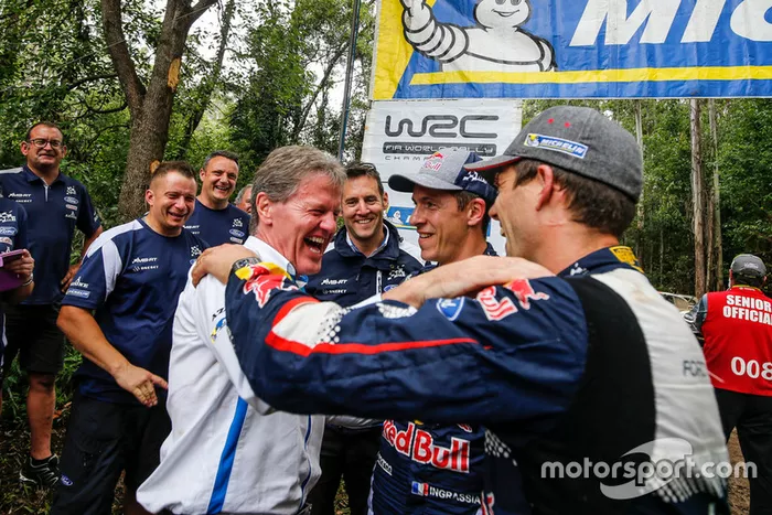 Los campeones del mundo 2018: Sébastien Ogier,  Julien Ingrassia, Ford Fiesta WRC, M-Sport Ford con Malcolm Wilson
