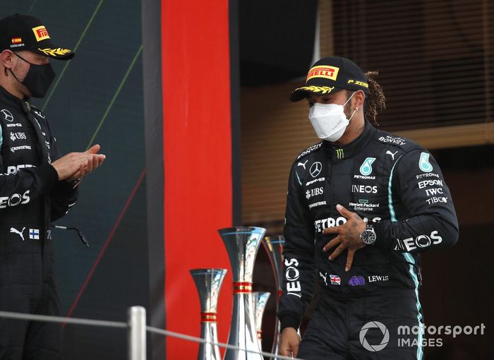 Podio: ganador de la carrera Lewis Hamilton, Mercedes