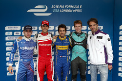 Die Top 5 im Qualifying: Nicolas Prost, Renault e.Dams; Bruno Senna, Mahindra Racing; Robin Frijns,