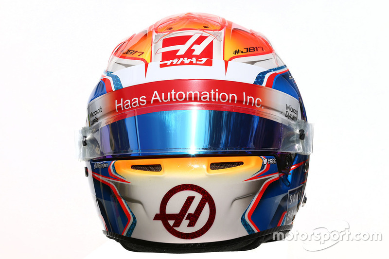 The helmet of Romain Grosjean, Haas F1 Team