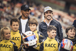 Lewis Hamilton, Mercedes-AMG F1 and Fernando Alonso, McLaren with the RACC Cadet Karters