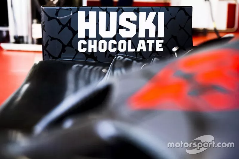 Huski chocolate logo on the Alfa Romeo car
