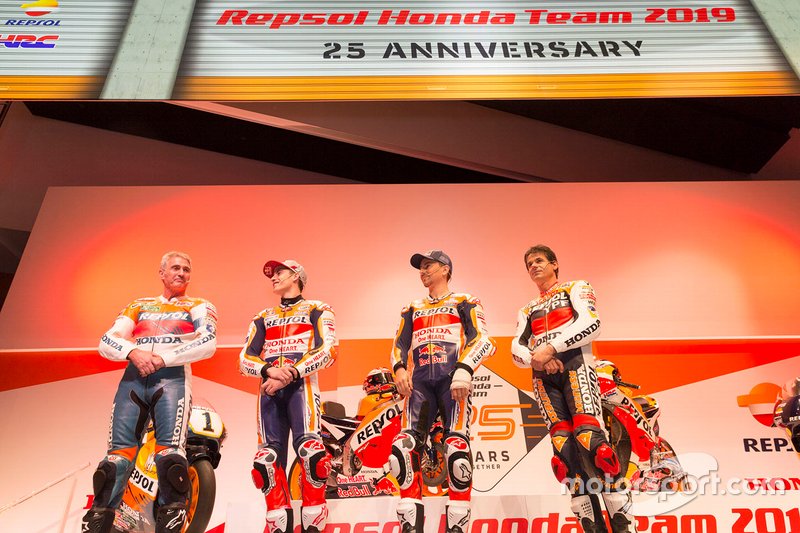 Mick Doohan, Alex Criville, Marc Márquez y Jorge Lorenzo, Repsol Honda Team
