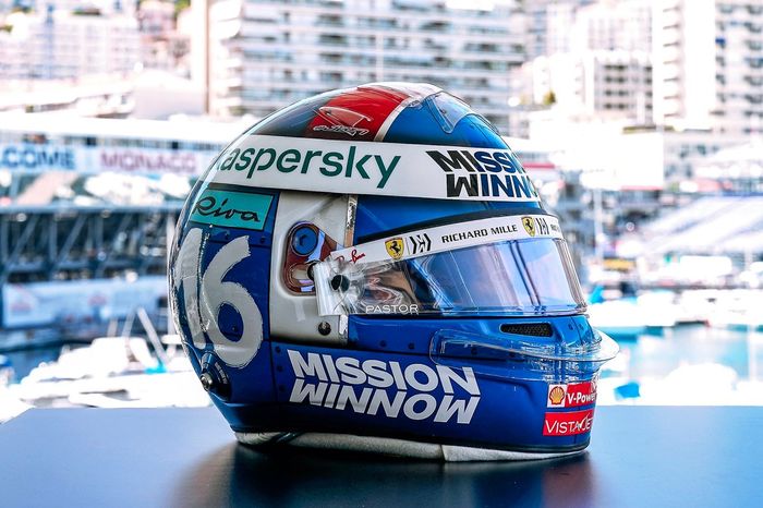 El nuevo casco de Charles Leclerc, Ferrari en el GP de Mónaco