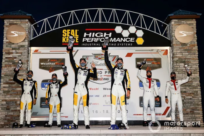 #3 Corvette Racing Corvette C8.R, GTLM: Antonio Garcia, Jordan Taylor, #4 Corvette Racing Corvette C8.R, GTLM: Oliver Gavin, Tommy Milner, #912 Porsche GT Team Porsche 911 RSR - 19, GTLM: Laurens Vanthoor, Earl Bamber
