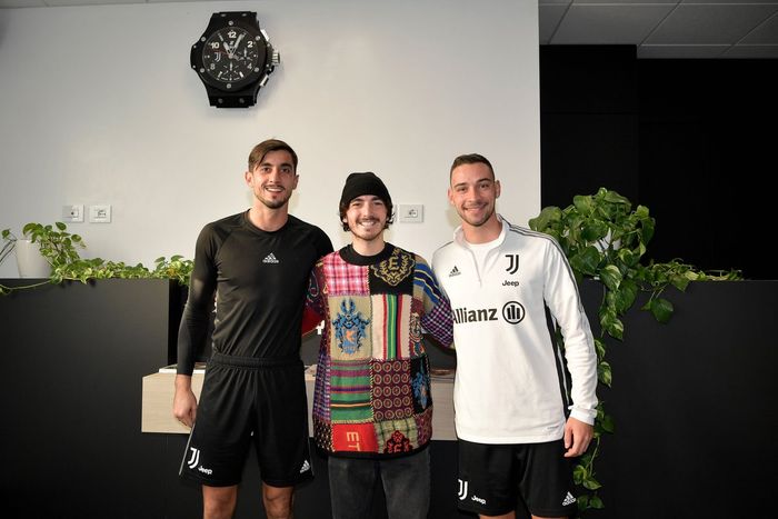 Calciatori della Juventus Mattia Perin, Mattia De Sciglio incontrano Francesco Bagnaia