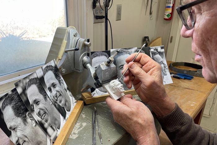 Helio Castroneves, Meyer Shank Racing at BorgWarner trophy modeling in ceramic by William Behrends