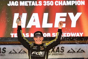 Race winner Justin Haley, GMS Racing, Chevrolet Silverado Fraternal Order Of Eagles
