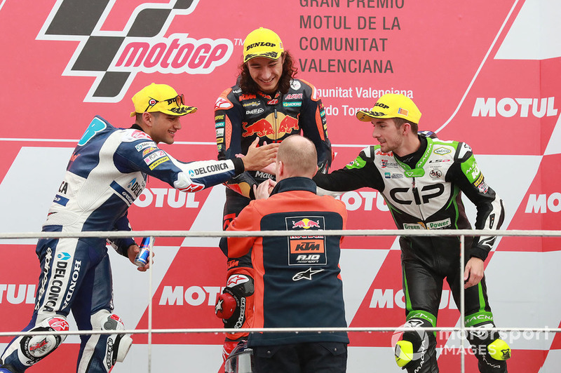 Podyum: Yarış galibi Can Öncü, Red Bull KTM Ajo, 2. Jorge Martin, Del Conca Gresini Racing, 3.John McPhee, CIP Green Power, Aki Ajo, Ajo Motorsport Team Principal