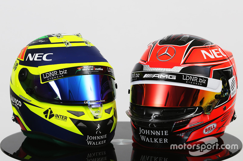 (Ki - Ka): Helm Sergio Perez, Sahara Force India F1 dan Esteban Ocon, Sahara Force India F1 Team