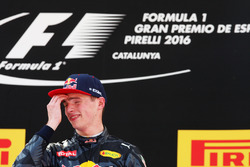 Winnaar Max Verstappen, Red Bull Racing viert op het podium