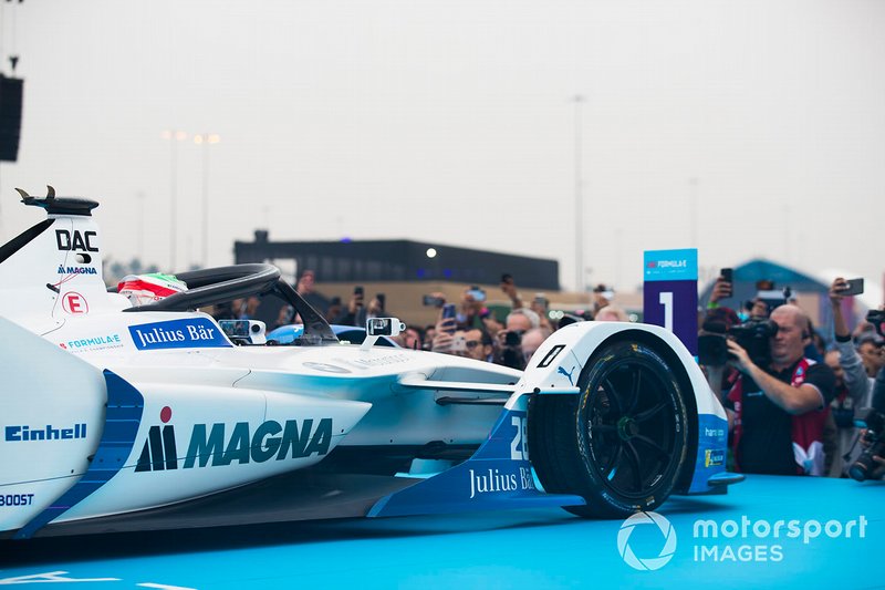 Antonio Felix da Costa, BMW I Andretti Motorsports, BMW iFE.18 pulls up in front of the podium