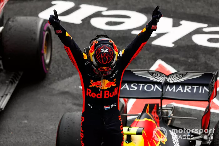 Max Verstappen, Red Bull Racing, celebra en Parc Ferme