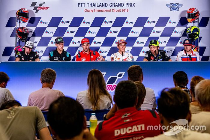 Aleix Espargaro, Aprilia Racing Team Gresini, Fabio Quartararo, Petronas Yamaha SRT, Andrea Dovizioso, Ducati Team, Marc Marquez, Repsol Honda Team, Valentino Rossi, Yamaha Factory Racing, Jack Miller, Pramac Racing