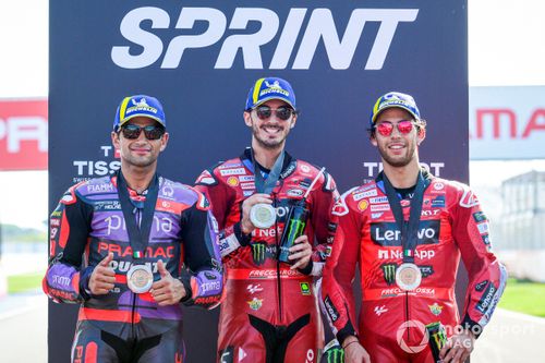 Francesco Bagnaia, Equipo Ducati, Jorge Martín, Pramac Racing, Enea Bastianini, Equipo Ducati