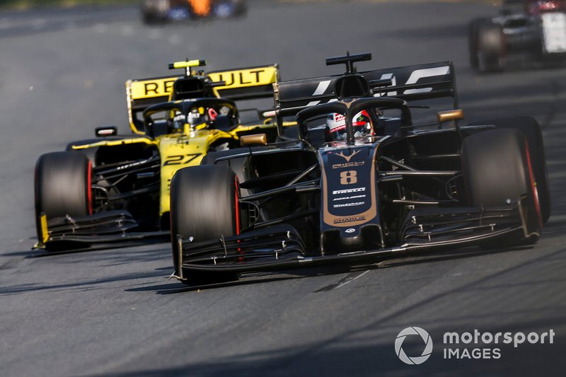 Romain Grosjean, Haas F1 Team VF-19, Nico Hulkenberg, Renault R.S. 19